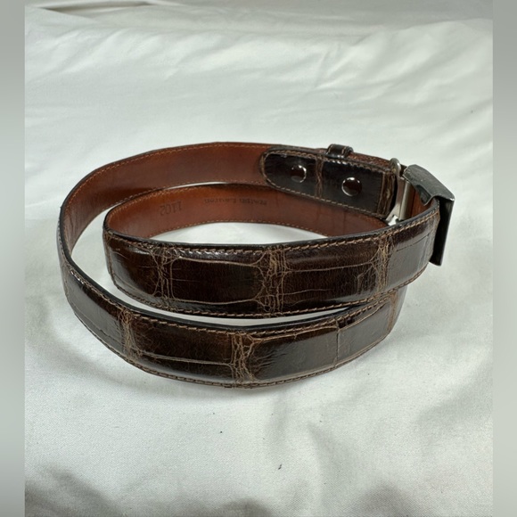RALPH LAUREN American brown alligator  sterling  buckle and belt size 30 unisex - Picture 10 of 16